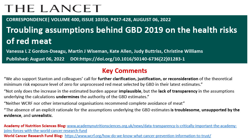 Key comments from organizations about GBD errors