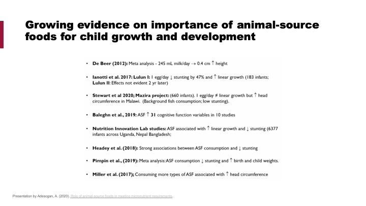 Growing evidence on importance of animal-source foods for child growth and development